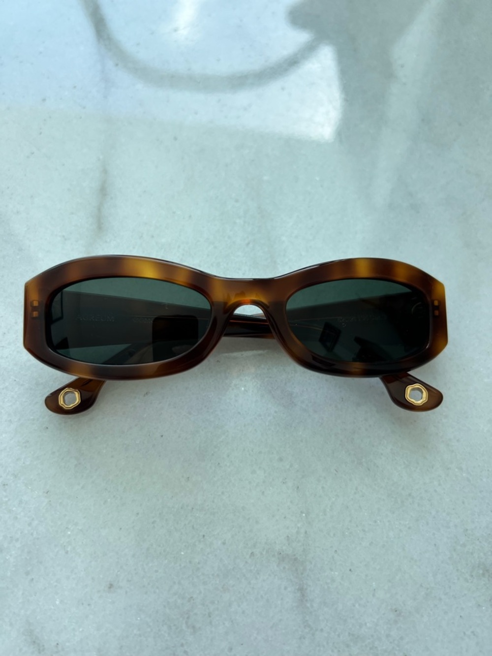 AUREUM Tortoiseshell Brown Oval Sunglasses with Dark Green Lenses